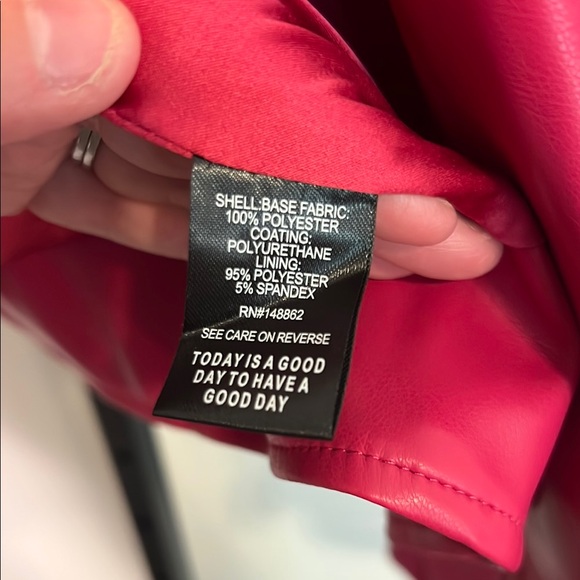 Torrid Pink Faux Leather Moto Jacket, Size 2 - Picture 7 of 8